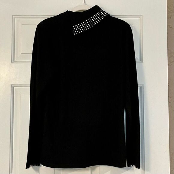 NWT TanJay Cowl Neck Beaded Black Sweater Small - Picture 4 of 13